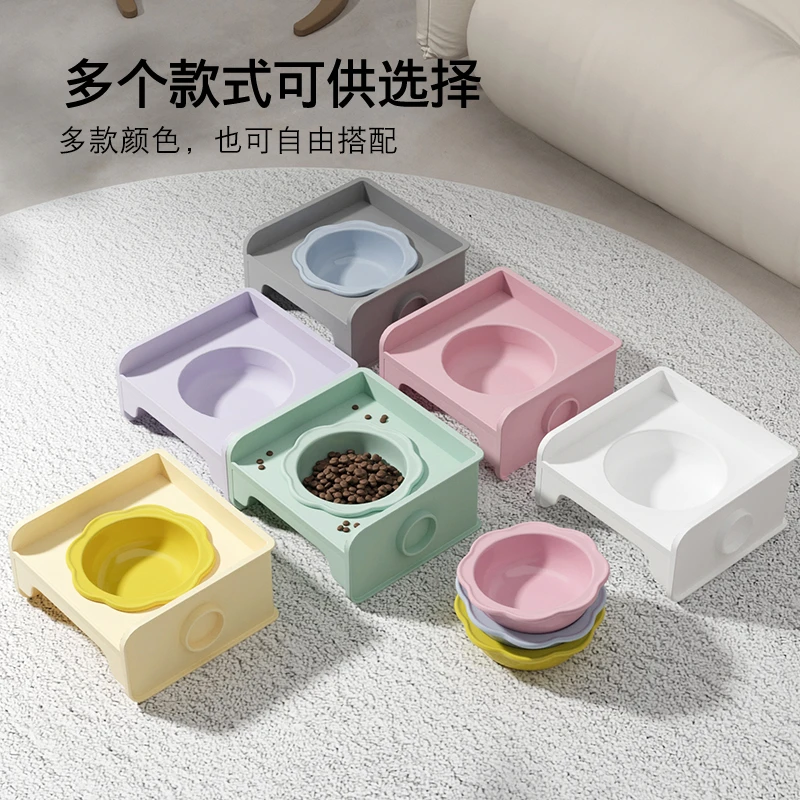 宠物陶瓷猫碗架餐桌可拼接狗碗猫食盆宠物碗防打翻宠物陶瓷高脚