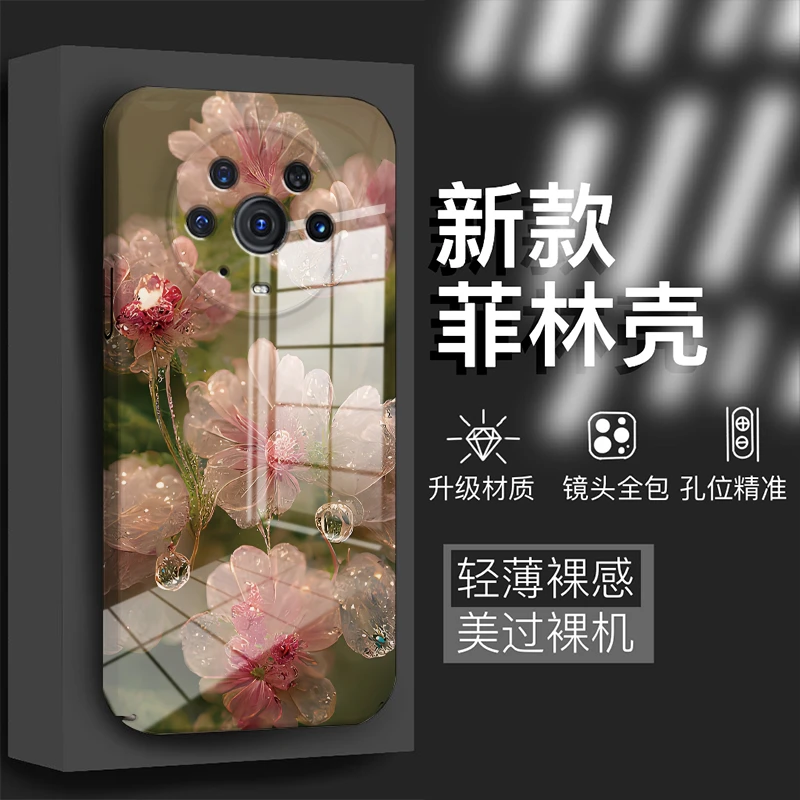 华为荣耀Magic3Pro粉色荷花2023新款菲林镜头全包保护防摔手机壳