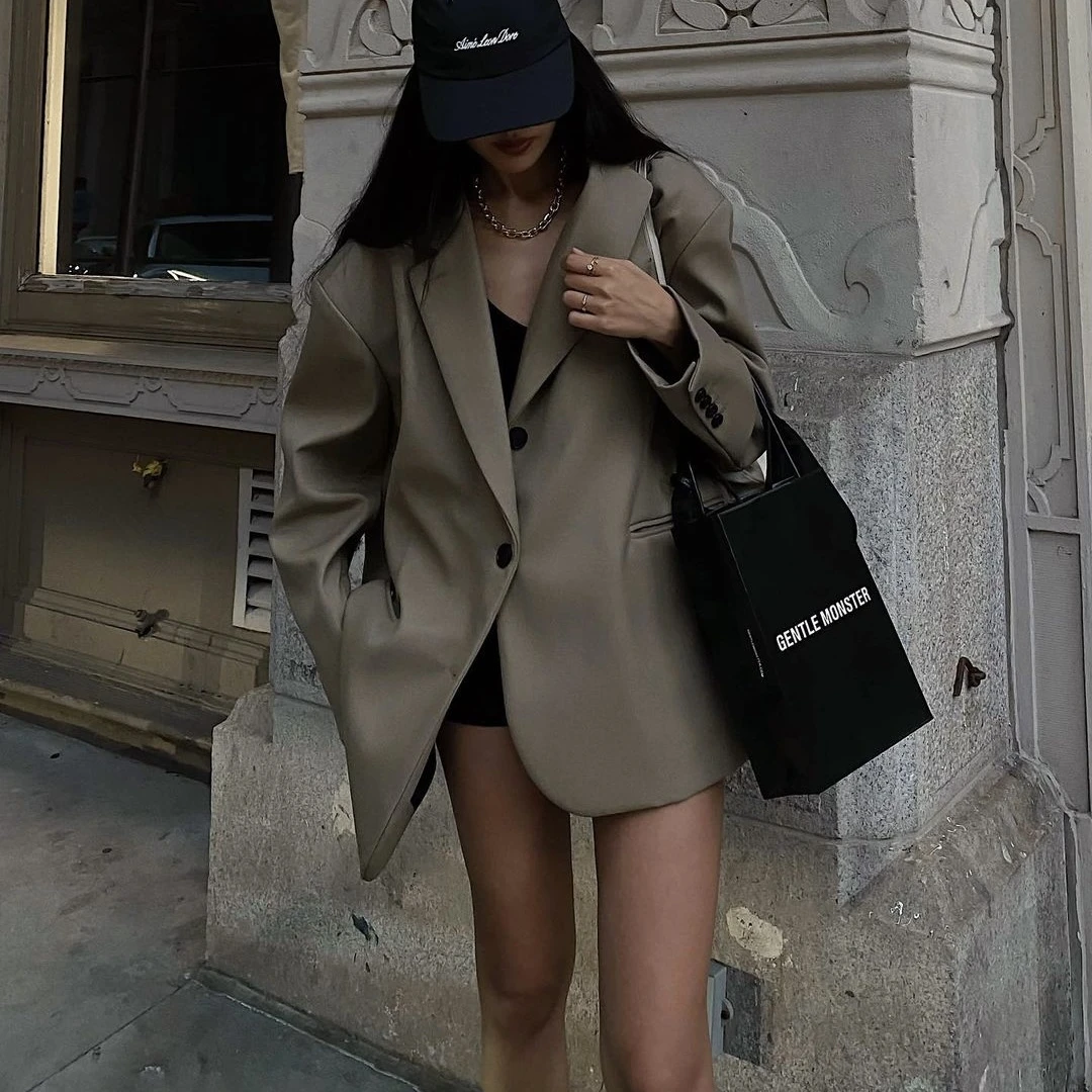 【迪飒】三色大西装欧原版G品质高个子宽松阔型气质休闲西装外套女