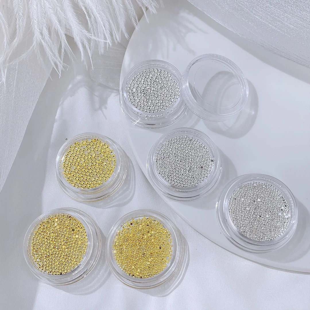 【半圆钢珠系列】美甲饰品迷你时尚复古金色银色流行超闪半圆钢珠