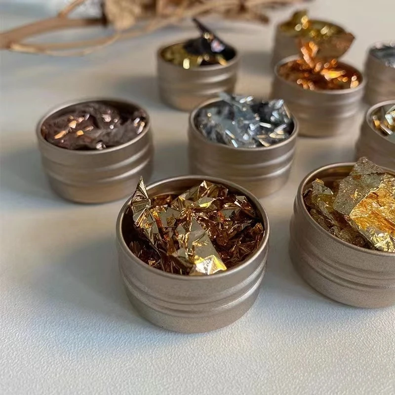 【进口碎金箔】新年爆款金箔超薄彩色日系轻薄银色金色复古金箔美甲