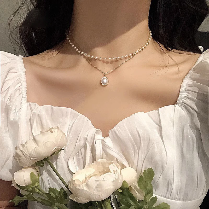 合金项链 珠珍高级感轻奢小众项链女款配饰品锁骨吊坠女士不掉色