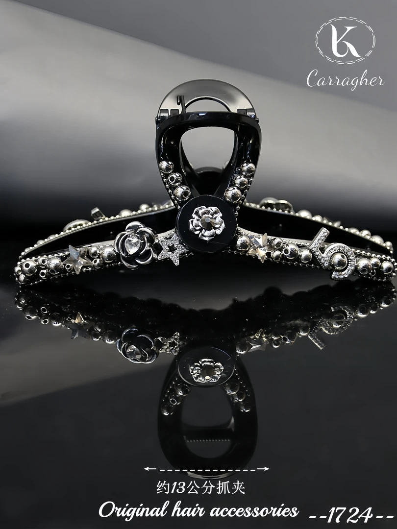 103抓夹13公分左右卡拉格原创饰品气质百搭黑色1053