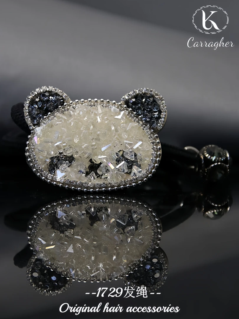 235个性熊猫款满钻双鼓发绳1729