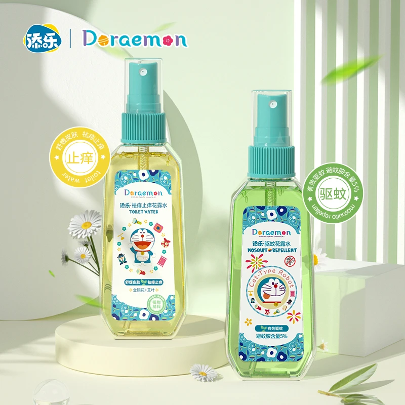 添乐哆啦A梦室内驱蚊花露水88ml户外便携装喷雾止痒防蚊