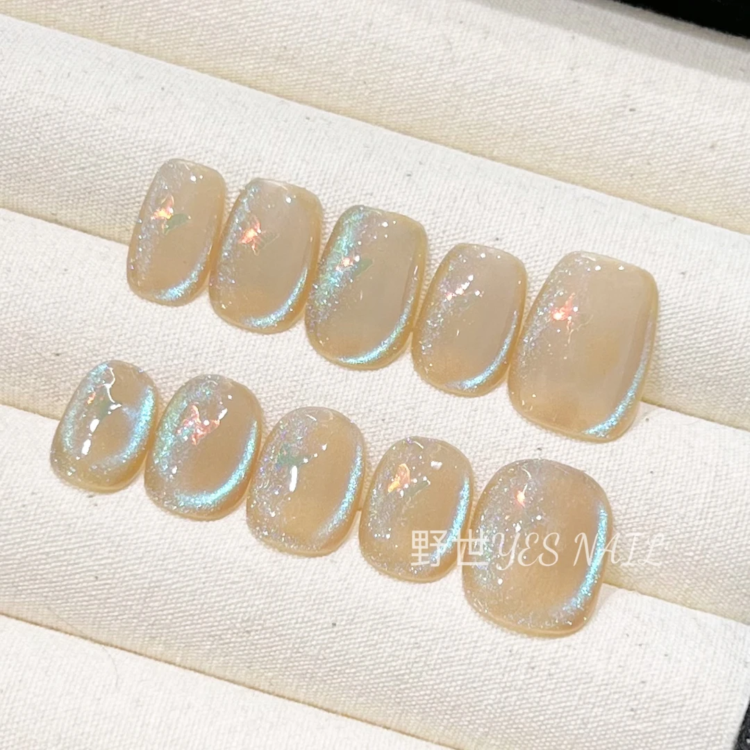 【蓝眼泪】野世穿戴甲碎钻星河美甲 氛围感蓝眼泪猫眼纯手工穿戴甲