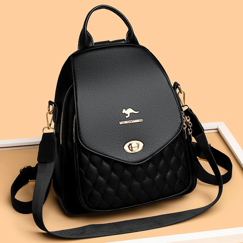 米琦袋鼠轻便简约百搭女士双肩包2025新款大容量洋气时尚旅行背包