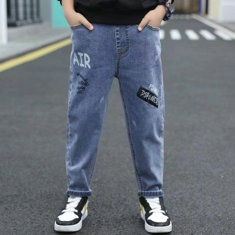 男童牛仔裤春秋新款童装中大童儿童牛仔裤宽松弹力时尚儿童牛仔裤