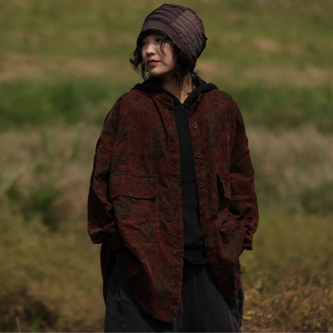 西子分享  6838 古蘭木 印花 休闲 做旧 【外套】