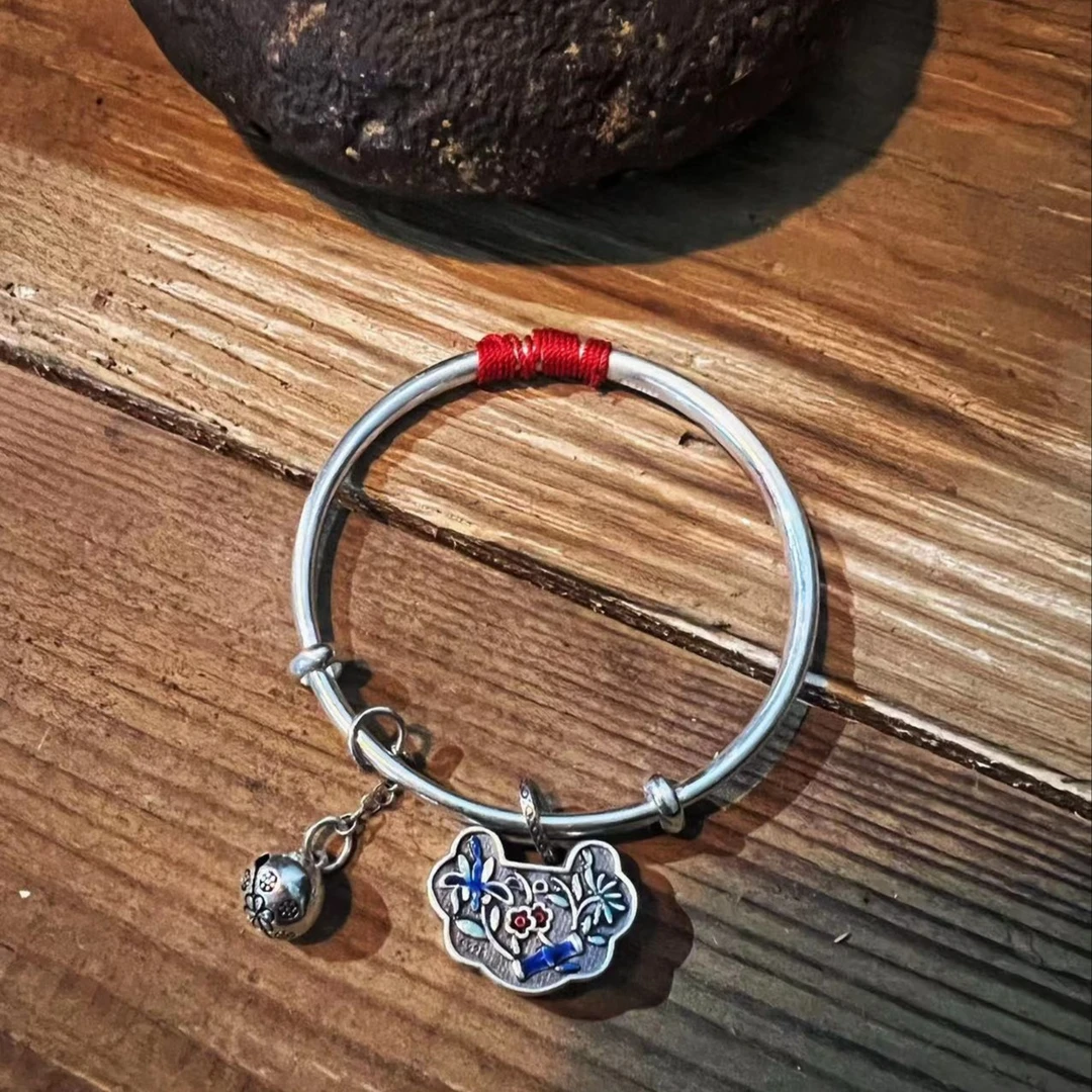 足银手镯 西子分享189 原创设计 实心 民国风流苏 990银【手镯】