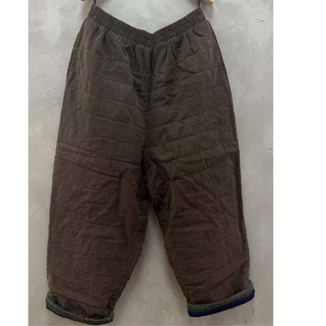 西子分享 6087 古蘭木 苎麻 天丝 干炒  复古 休闲 冬季 【棉裤】