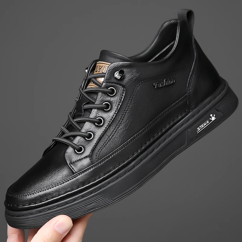 【手工牛皮】秋冬季男士皮鞋软皮软底真皮透气时尚百搭潮流板鞋休闲