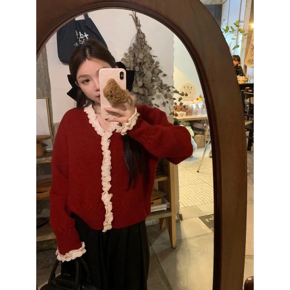 【青苍】2024秋季新款显瘦花边针织衫CCC11264