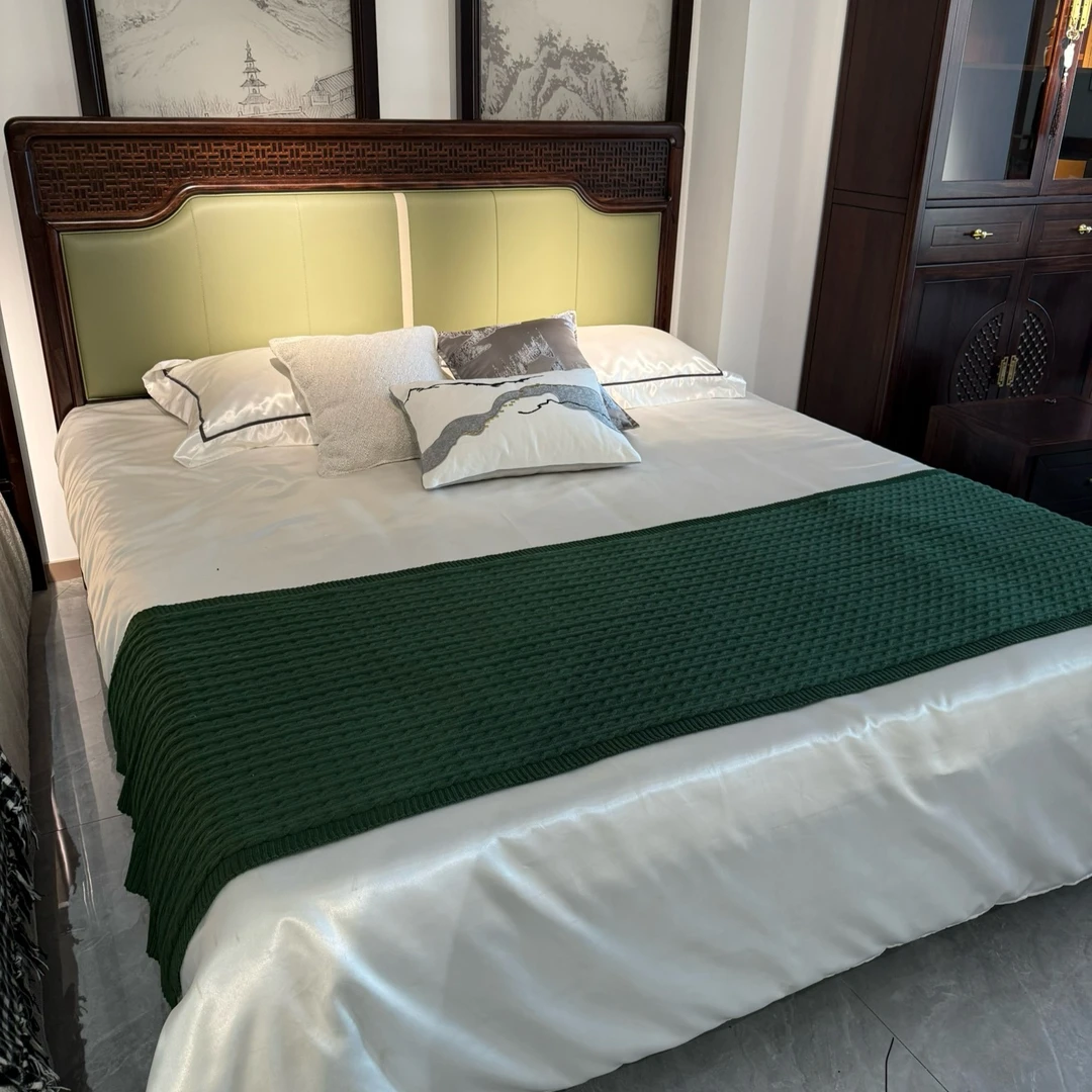 新中式美式轻奢简约古典实木大床客厅奢华别墅储物床高低箱主卧