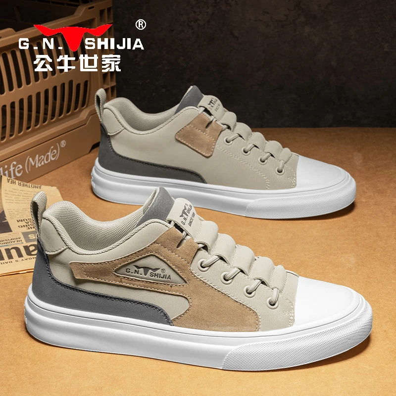 公牛世家男鞋秋冬百搭潮牌一脚蹬高帮板鞋男复古潮流复古休闲潮鞋