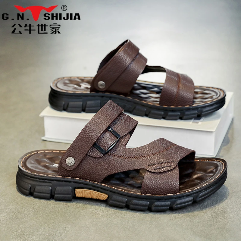 公牛世家男士凉鞋夏季外穿防滑软底开车两用时尚运动厚底耐磨潮鞋