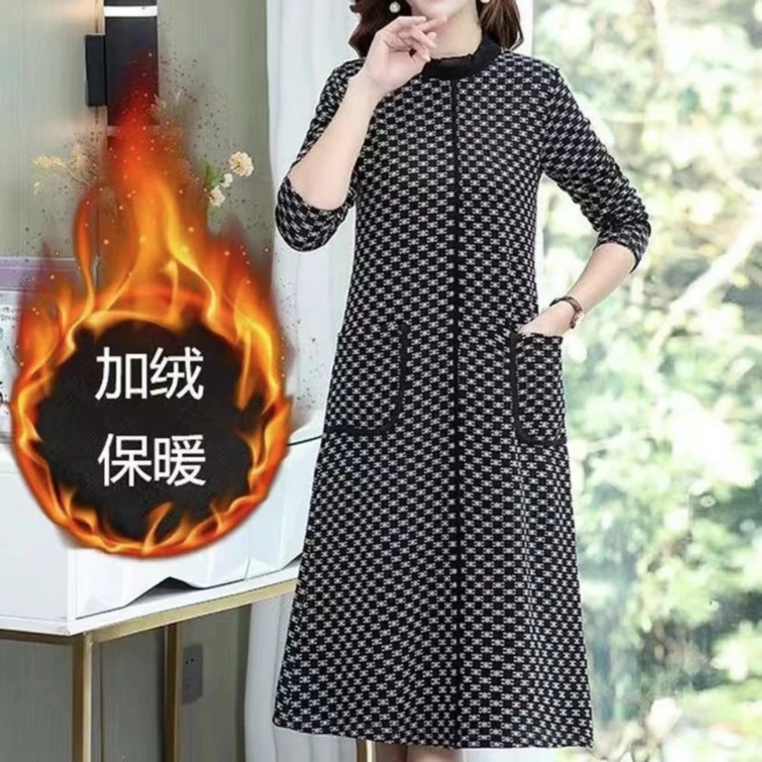 【衣雅严选】8082-300秋冬新款时尚百搭显瘦气质拼接连衣裙