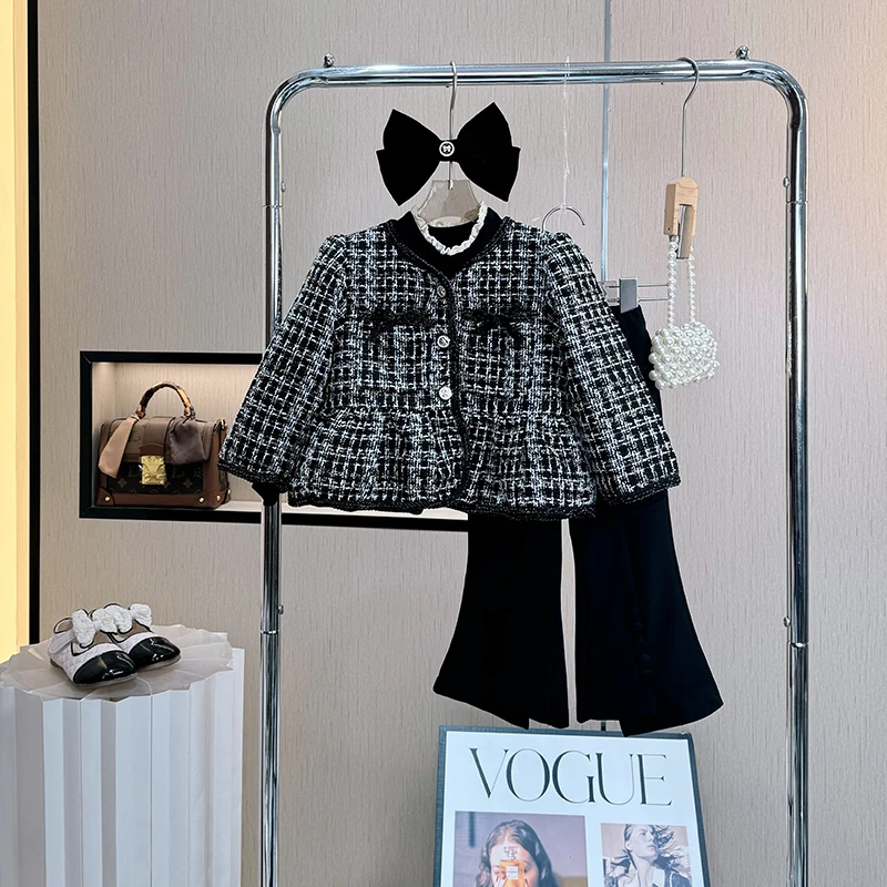 女童秋装套装时尚新款洋气小女孩气质儿童女宝小香风春秋三件套