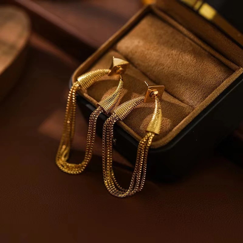 镀18k金 925银针 【鎏金岁月】054  咖家 气质轻奢 时尚百搭小众款