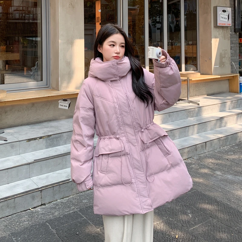 加肥加大码胖mm中长款羽绒服女冬收腰宽松连帽孕妇外套200-300斤