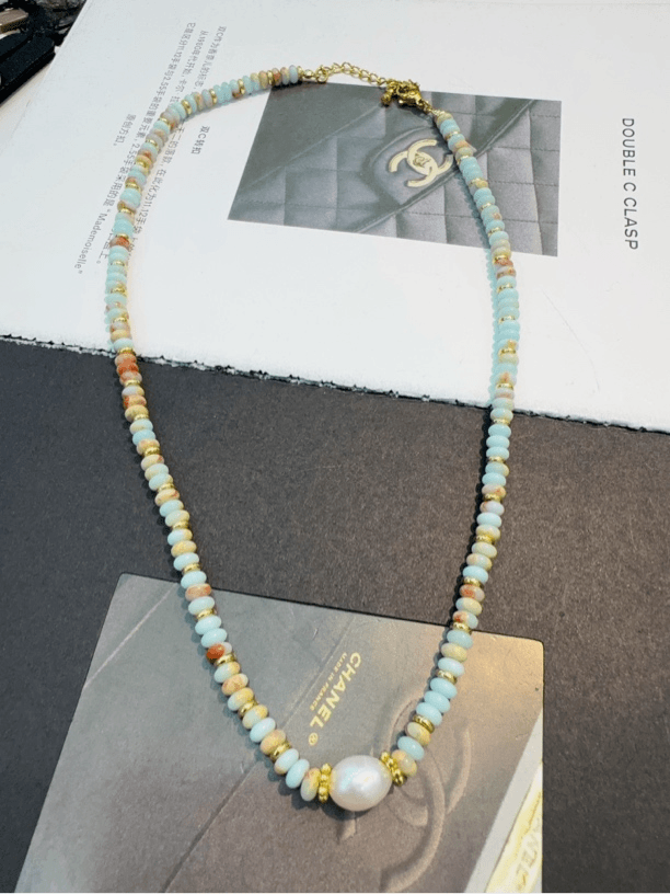 合金项链 不点推荐彩石项链