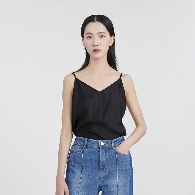谜底纯色基础内搭女2023春季新款短款百搭细吊带上衣女231MN0135