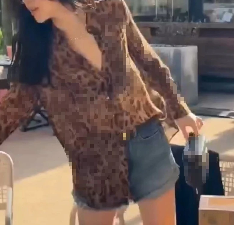 新款豹纹翻领衬衫洋气长袖减龄显瘦衬衣女