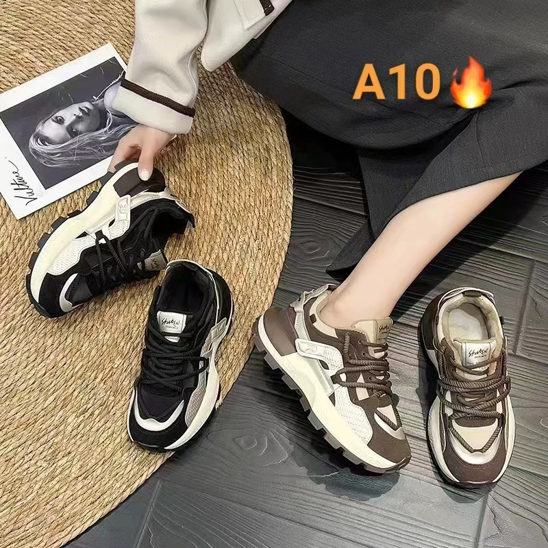 【樱桃姐专属】A10华夫阿甘鞋新款拼色厚底老爹鞋轻便软底女鞋