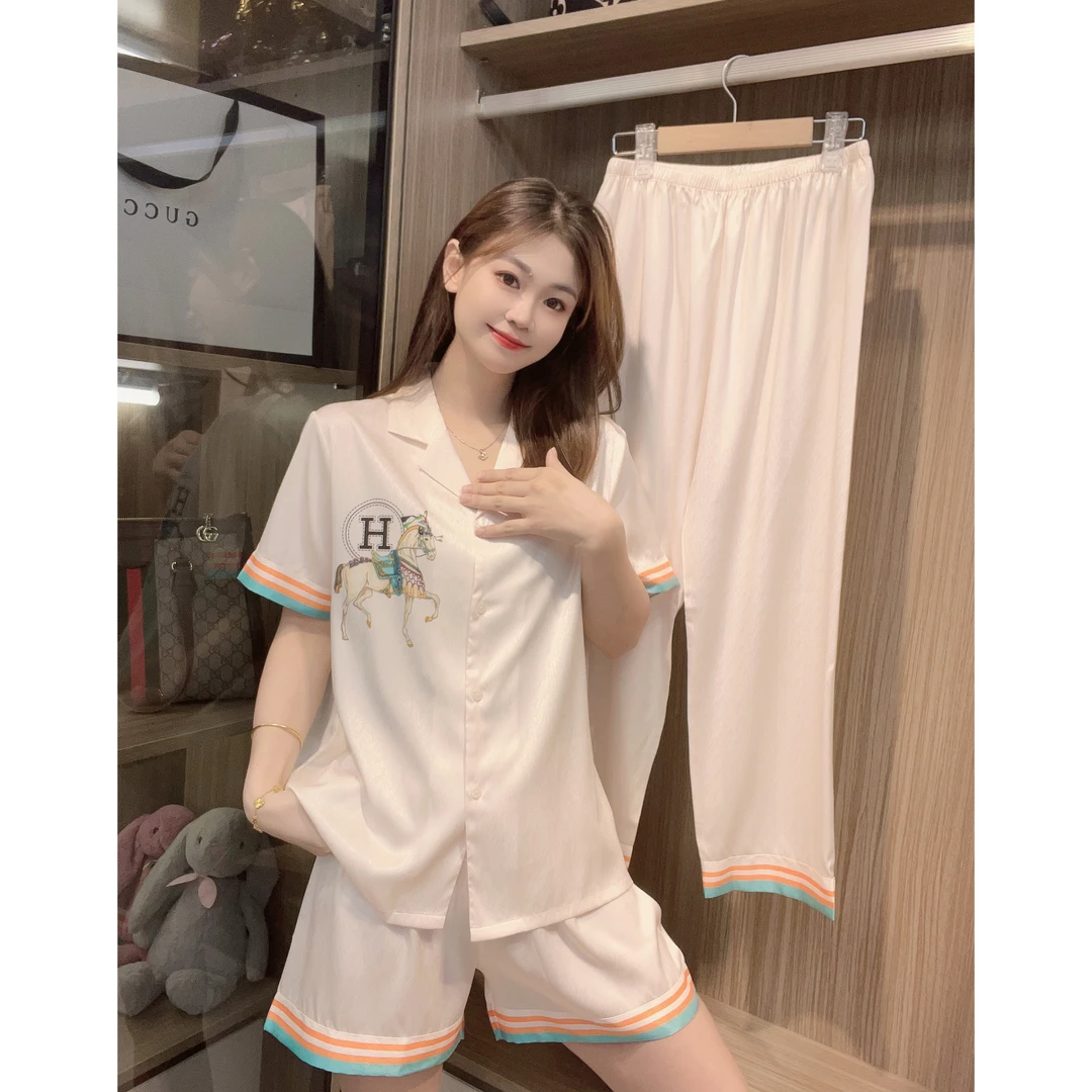 【秀秀家】新品上新《爱玛2.0》丝质宽松提花高定印花睡衣家居服套装