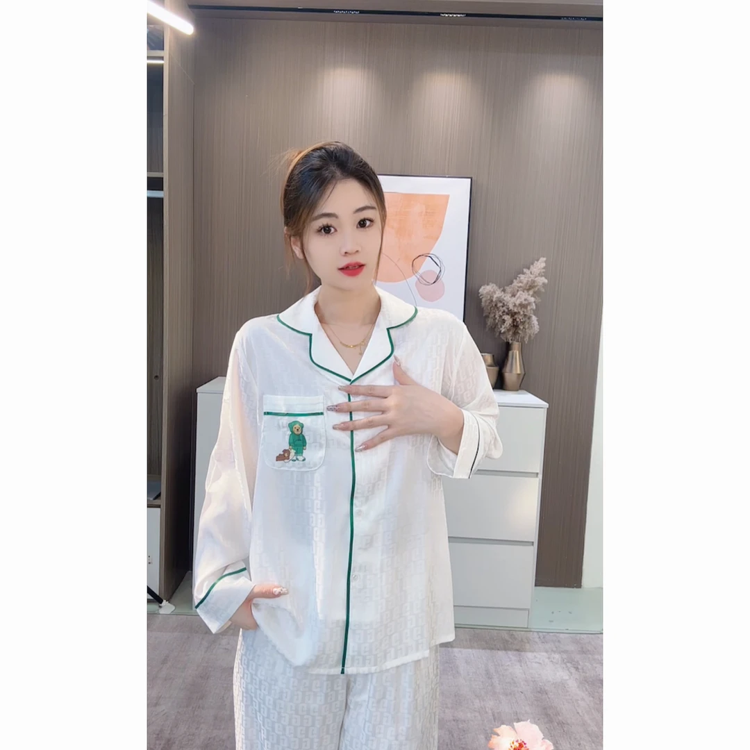 66【斯服玛】新品上新《gg熊》丝质宽松提花高定睡衣家居服套装