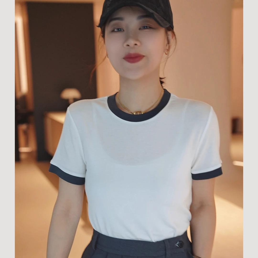 XIYE&W【拼色圆领T】显瘦圆领T恤