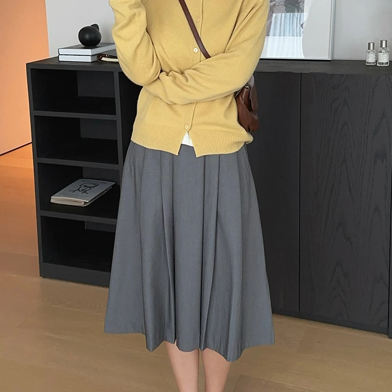 XIYE&W【A字百褶裙】灰色半身裙