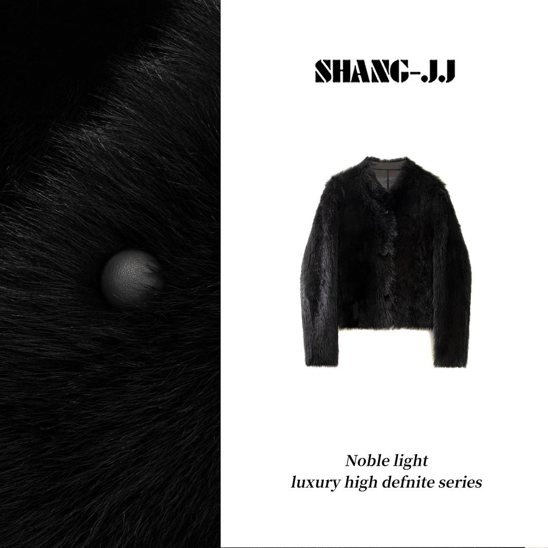 SHANG-JJ【黑耀托斯】托斯卡纳直毛亲肤光泽皮毛一体外套q133394p