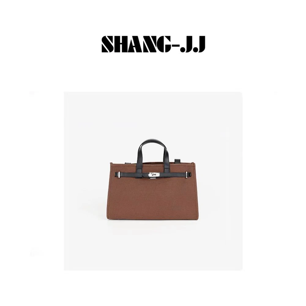 SHANG-JJ【马仕布包】头层牛皮进口布料百搭手提单肩托特包q132438p