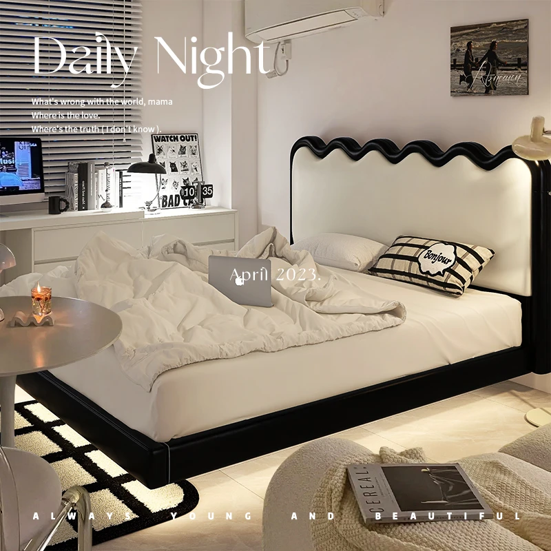 法式复古悬浮床奶油风床涟漪床现代简约小户型主卧床松弛感双人床