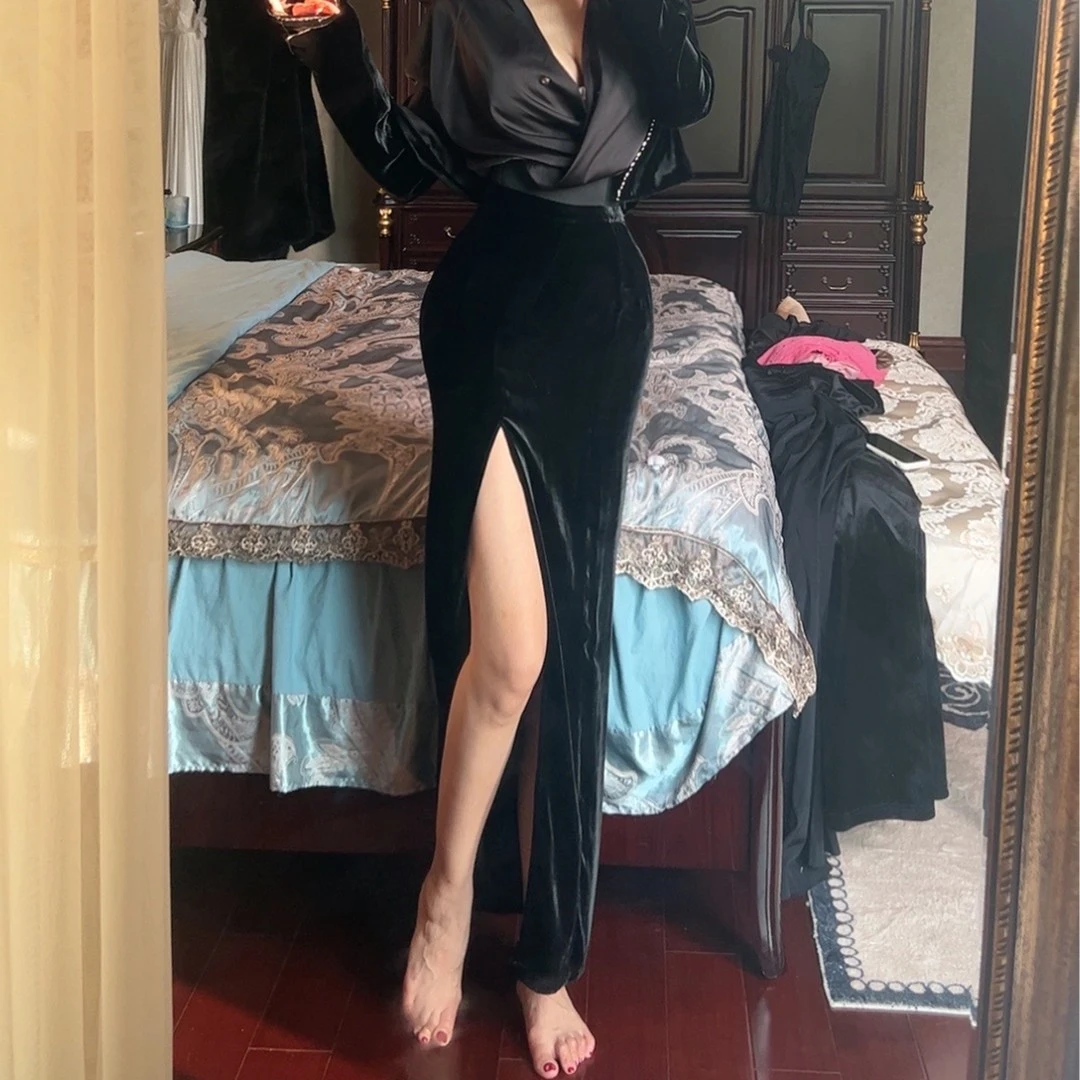 魏元高定/法式气质丝绒鱼尾裙-0049