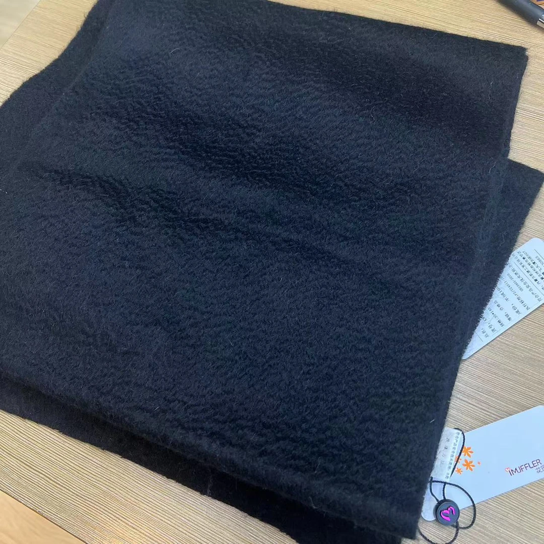 山羊绒围巾黑色水波纹短码百搭女士保暖秋冬 h922-1