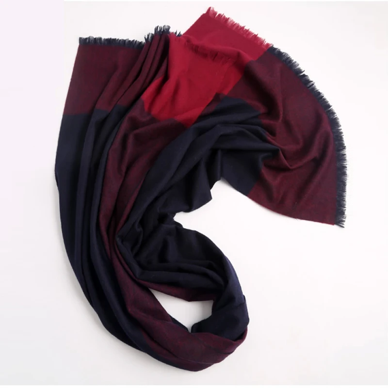 秋冬保暖百搭纯色素色优雅山羊绒大披肩  酱紫色