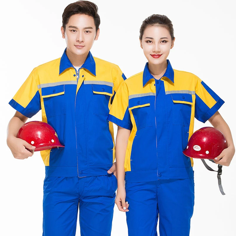 夏短袖工作服装男薄款耐磨透气室内安装定制上衣汽修装修劳保服