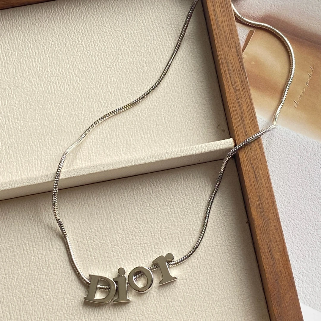 95新 DIOR/迪奥 银色字母全拼蛇骨链-50308426