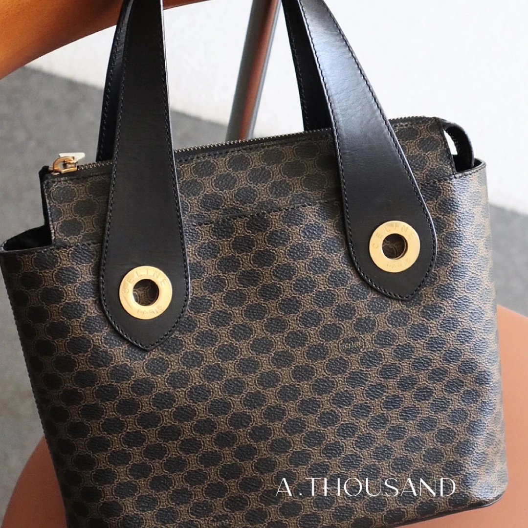 95新 Celine/思琳 Celine棕色老花手提