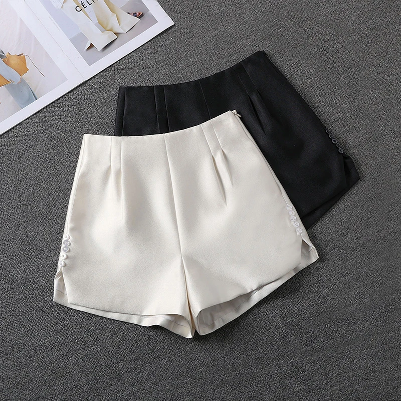 【215】高腰开叉西装短裤女夏季新款韩版时尚显瘦宽松a字阔腿裤潮