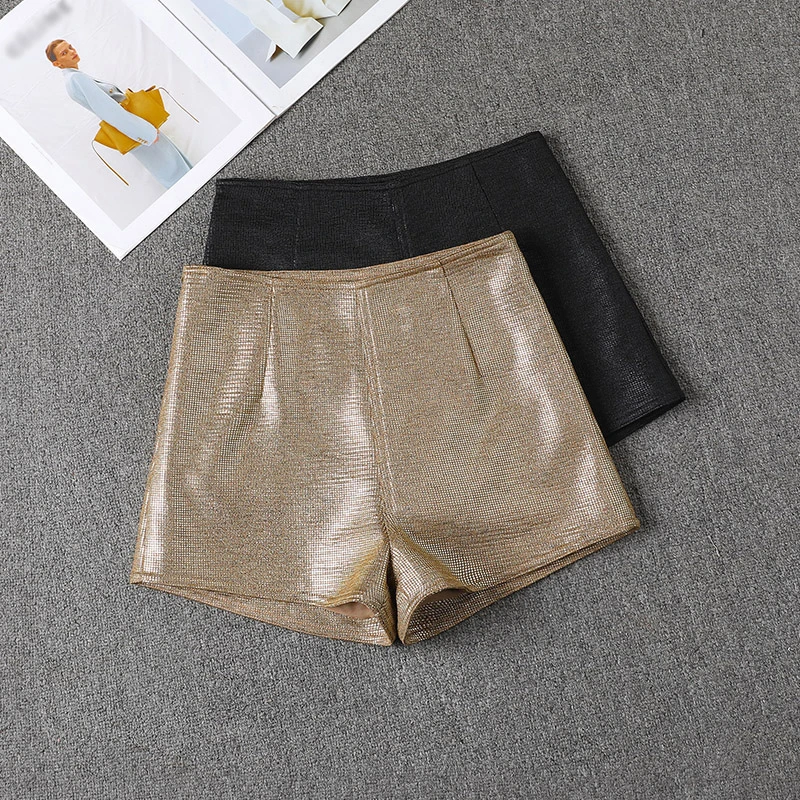 【2590】名媛轻奢风亮面休闲短裤女薄款透气优雅百搭显瘦辣妹阔腿裤