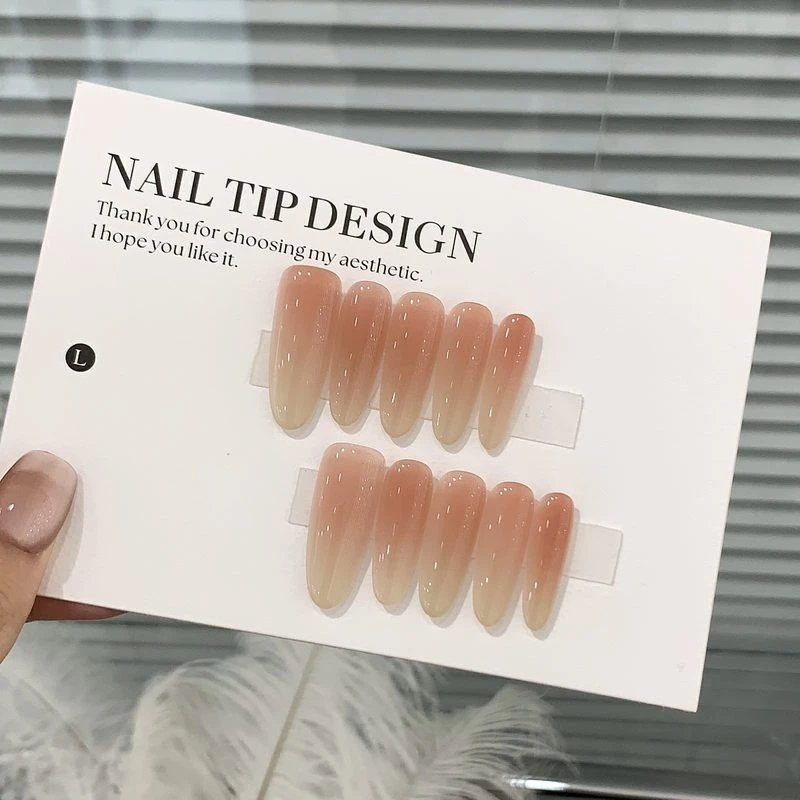 【嬛嬛】简约纯色高级冰透渐变水蜜桃百搭纯手工穿戴甲