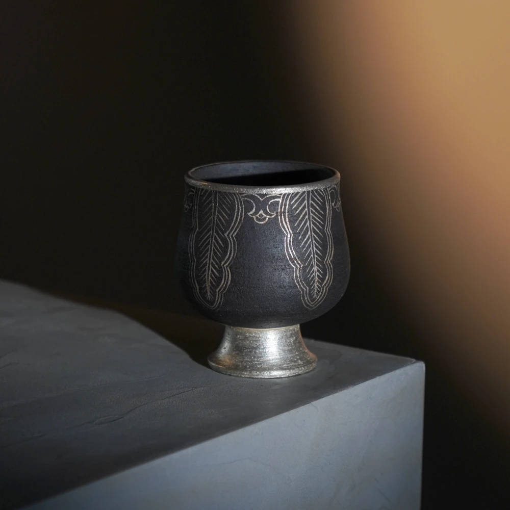 树见造物×三廖堂丨《粗陶蕉叶杯》紫砂 主人杯