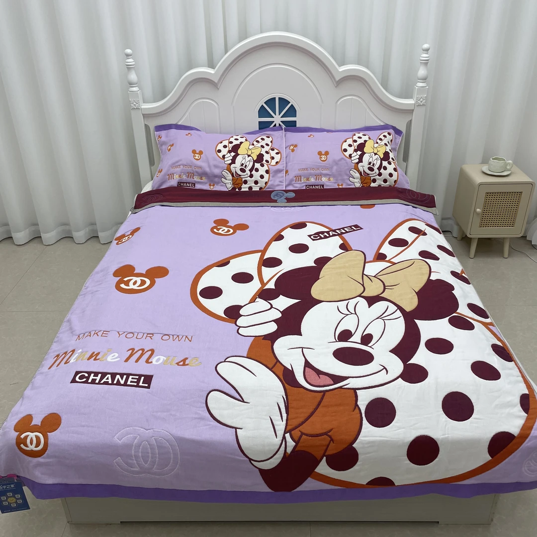 【面包被 紫色米妮】1.5X2米十层纯棉纱布卡通多功能面包被休闲盖被