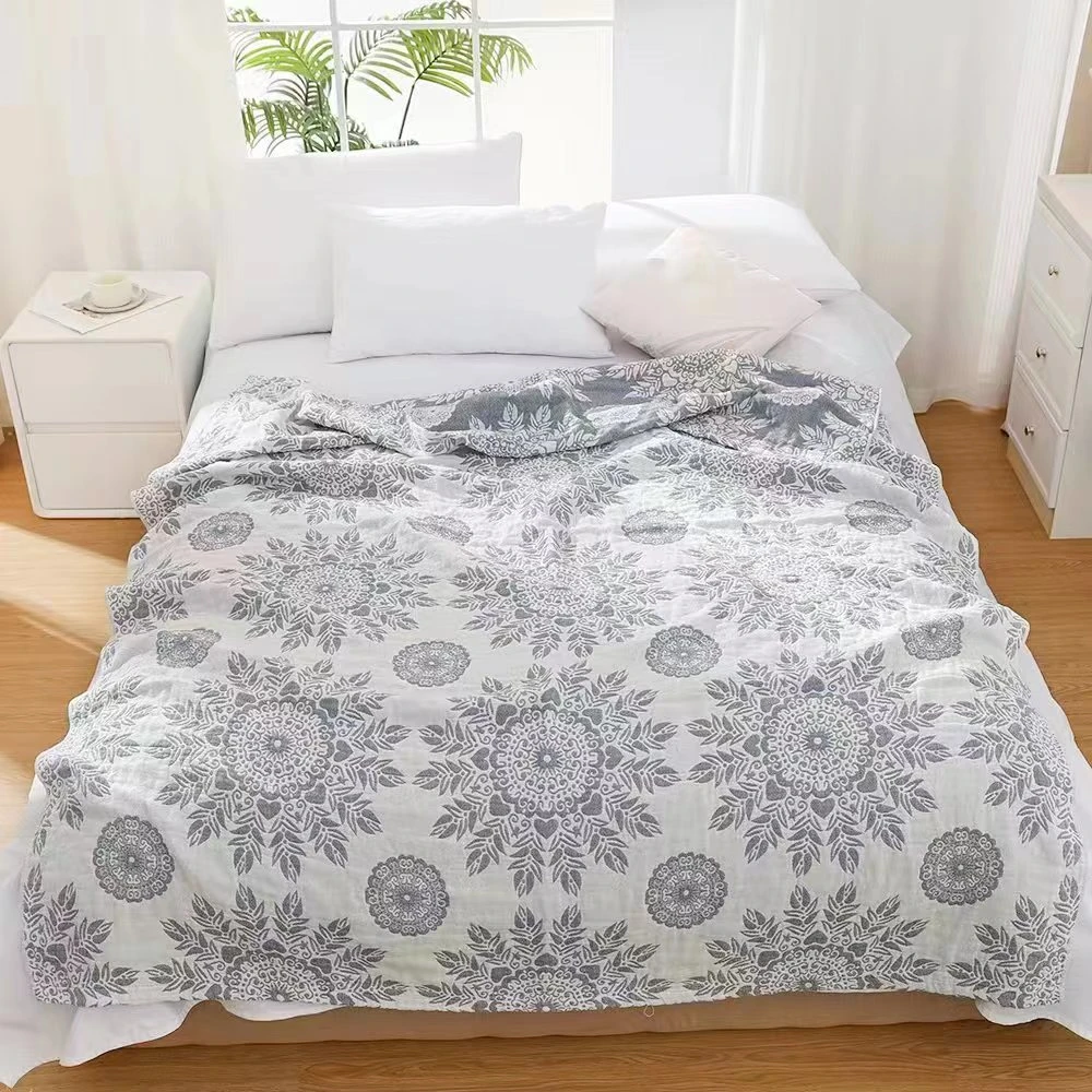 【床盖 花艺】1.5x2米 纯棉纱布单人四季多功能床盖毯休闲毯夏凉被