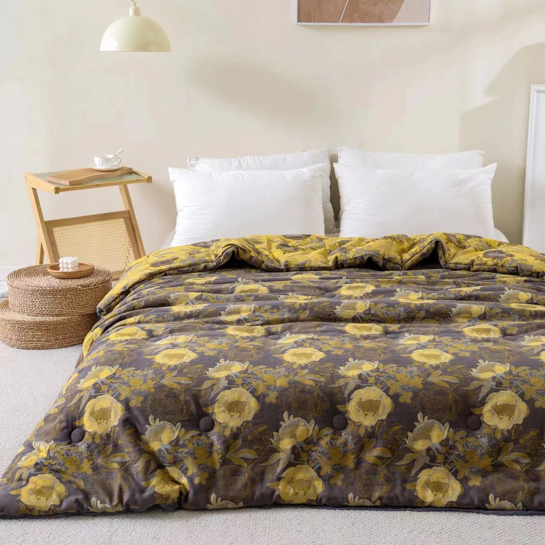 【金秋 被子】2x2.3米 精梳棉双层纱布高端双人秋冬大豆被