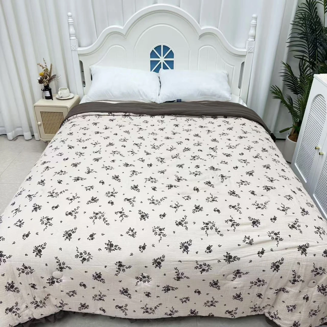 【牡丹梦境 被子】1.5x2米 精梳棉双层纱单人加厚纱布冬被