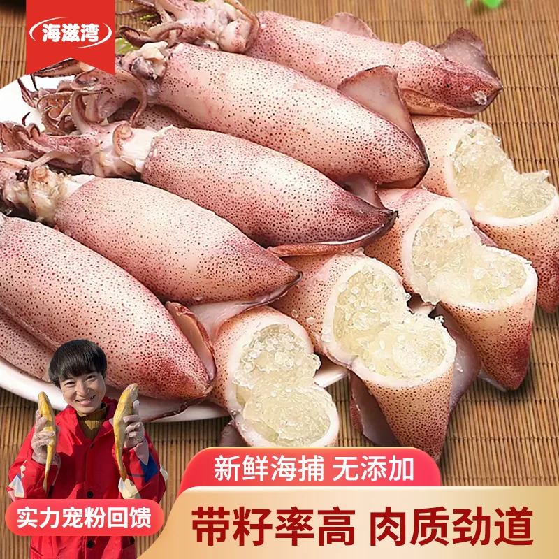 海滋湾【海浪夫妇】海兔新鲜纯籽满籽海兔速冻海鲜盒装乌贼到手4斤